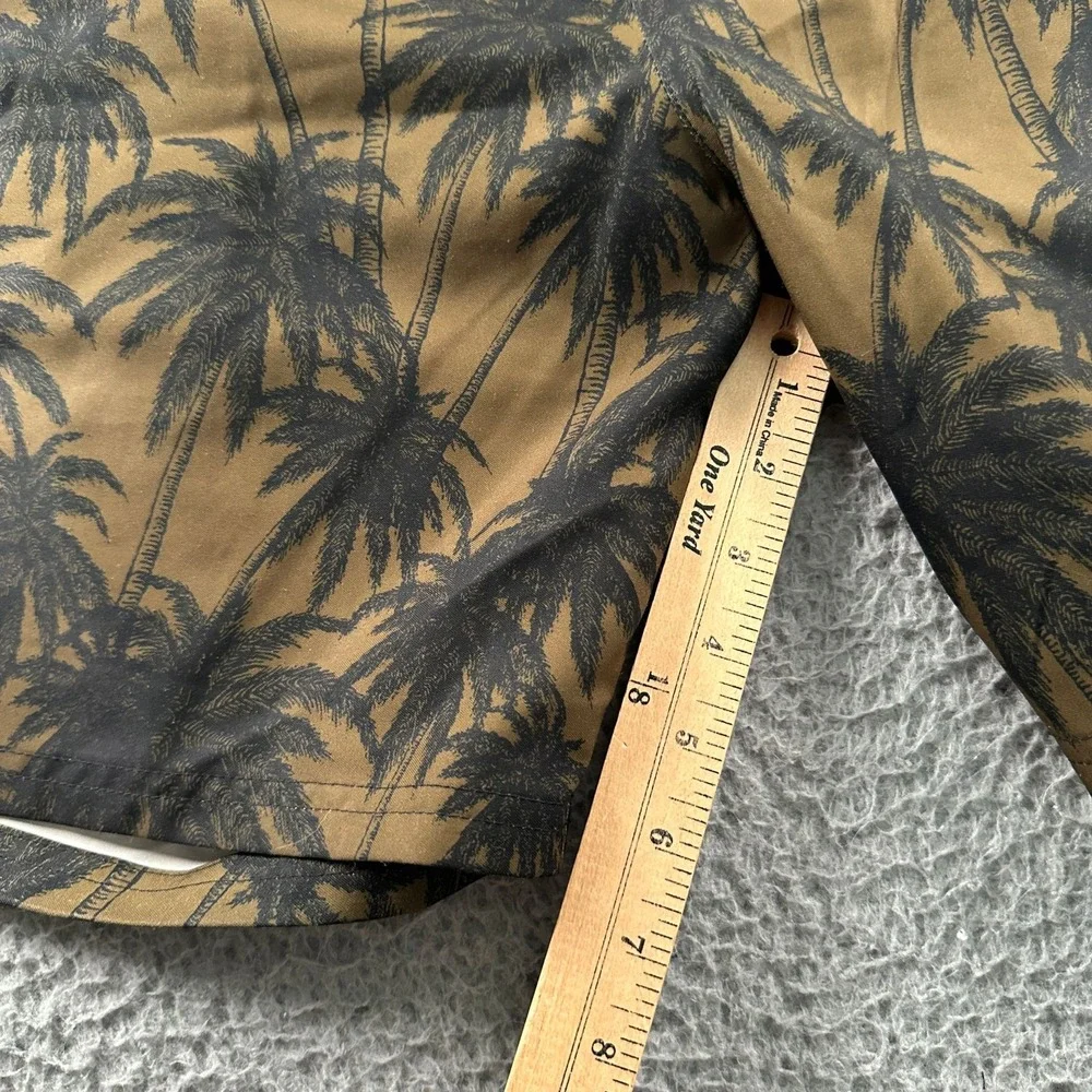 Outerknown Swim Trunks Mens 33 Olive Palm Print Drawstring Unlined Quick‎ Dry